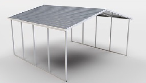 Boxed eave roof metal carport or garage